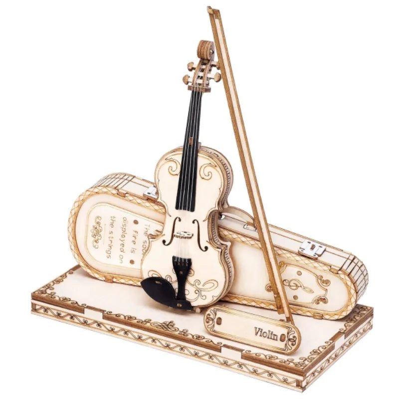 Robotime ROKR 3D Wooden Puzzle Violin Capriccio Model DIY Gifts for Boys&Girls Easy Assembly Kits MusicalBuilding Blocks TG604K