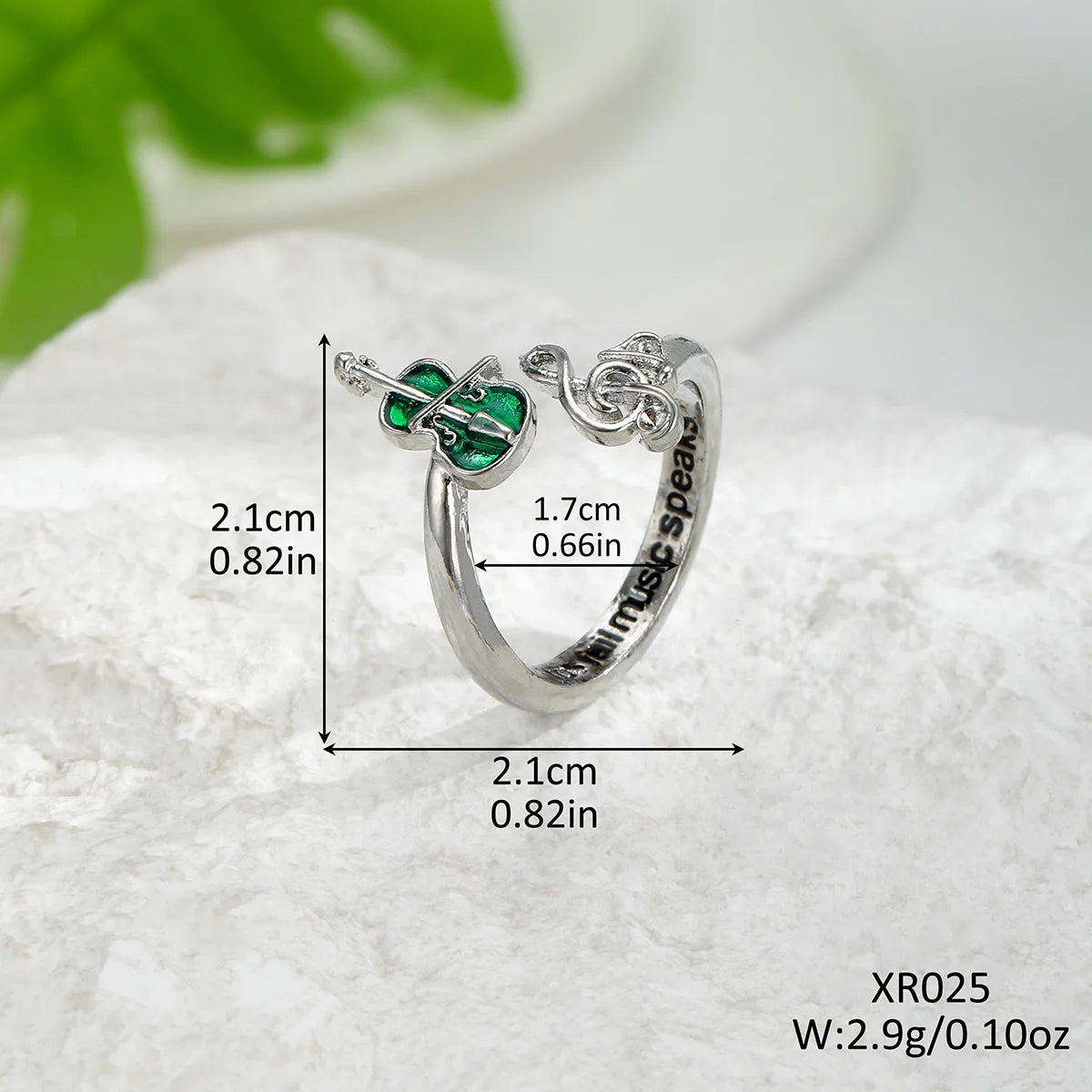 A Fashionable and Creative New Violin Note Open Ring Gift for Music Enthusiasts