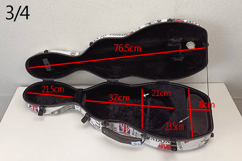 Multicolor Violin Case Carbon fiber 4/4 3/4 1/2 1/4 violin box compression-resistant double shoulder strap