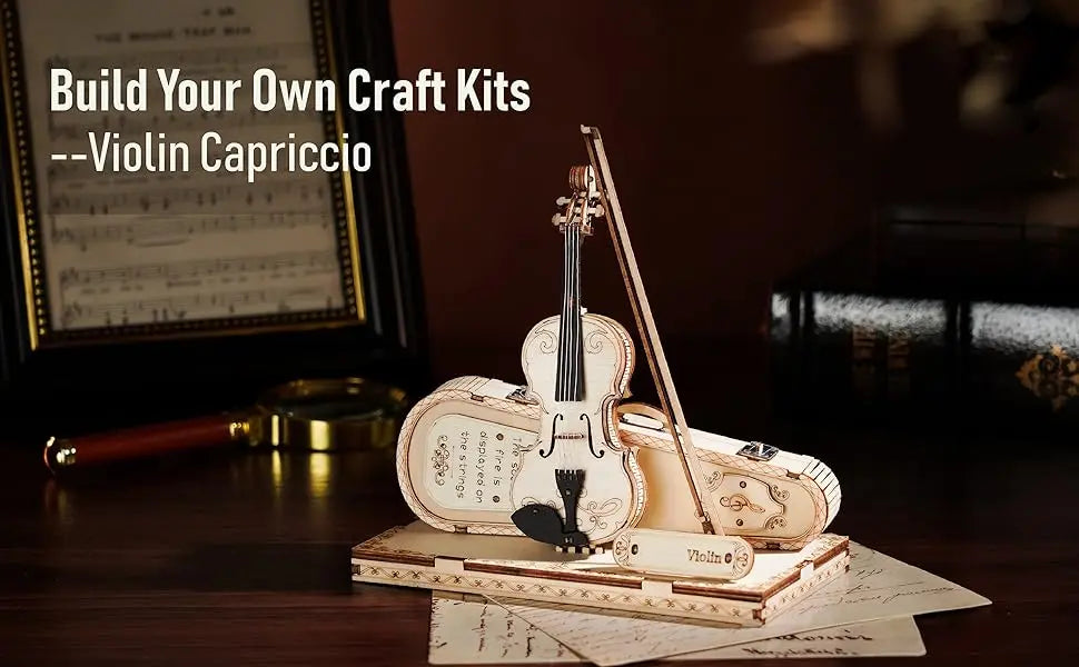Robotime ROKR 3D Wooden Puzzle Violin Capriccio Model  DIY Gifts for Boys&Girls Easy Assembly Kits MusicalBuilding Blocks TG604K
