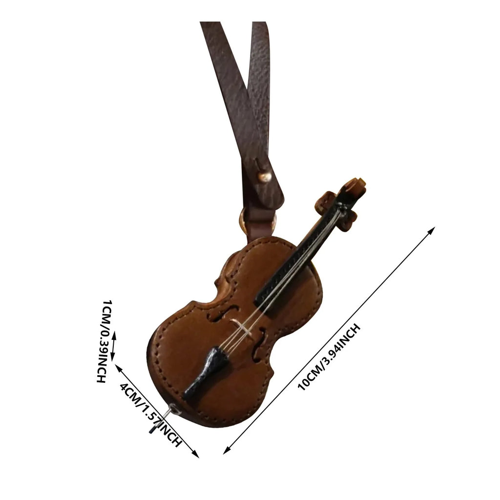 Crafted Leather Violin Keychain Miniature Musical Instrumen Keychain Niche Design Sense Backpacks Decoration Gift For Christmas