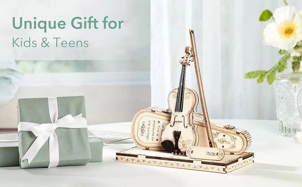 Robotime ROKR 3D Wooden Puzzle Violin Capriccio Model  DIY Gifts for Boys&Girls Easy Assembly Kits MusicalBuilding Blocks TG604K