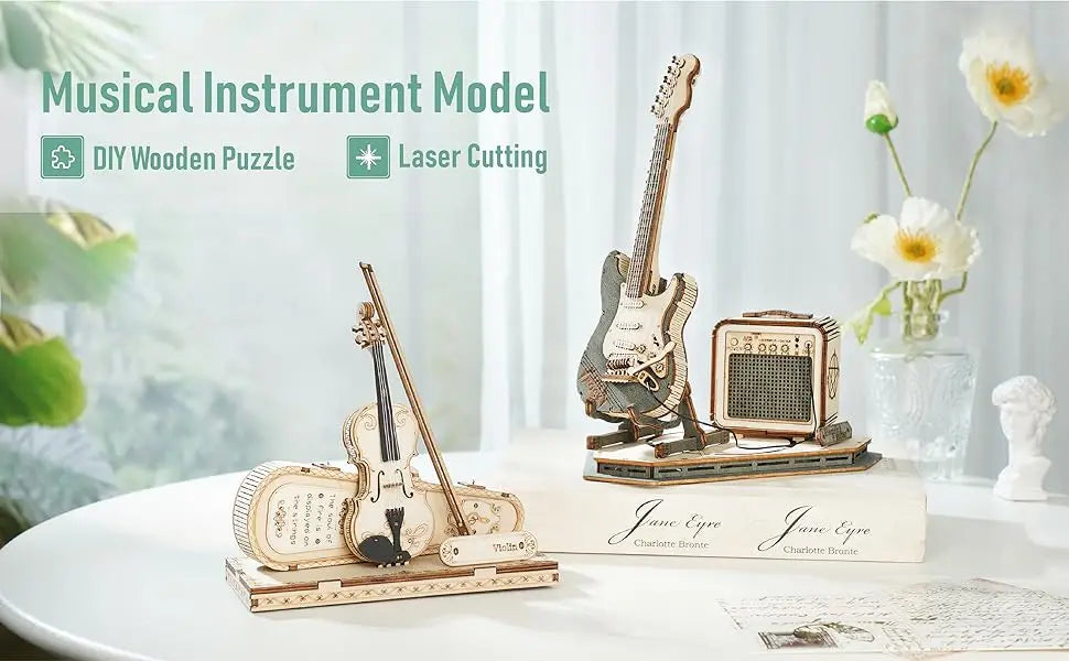 Robotime ROKR 3D Wooden Puzzle Violin Capriccio Model  DIY Gifts for Boys&Girls Easy Assembly Kits MusicalBuilding Blocks TG604K