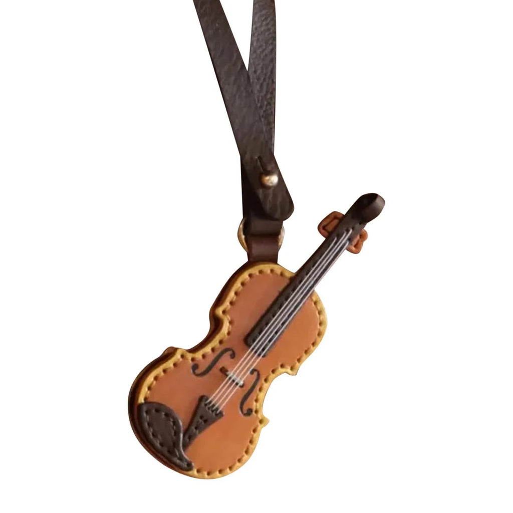 Crafted Leather Violin Keychain Miniature Musical Instrumen Keychain Niche Design Sense Backpacks Decoration Gift For Christmas